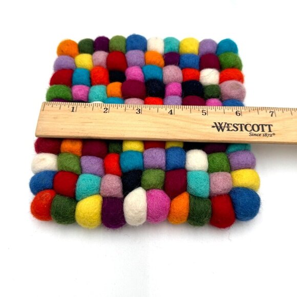 Trader Joe's Hand Crafted Felted Wool Trivet Hot Pad colorful vibrant fun trendy - Picture 7 of 8
